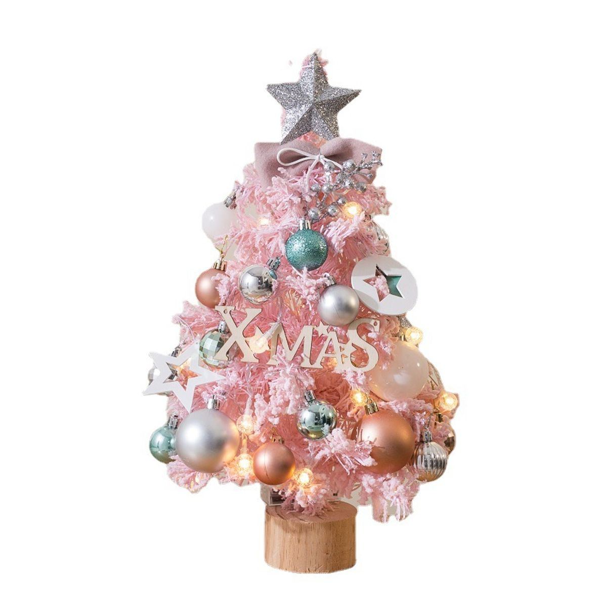 VATYERTY - Mini juego de árbol de Navidad pvc brillante de escritorio rosa 50cm