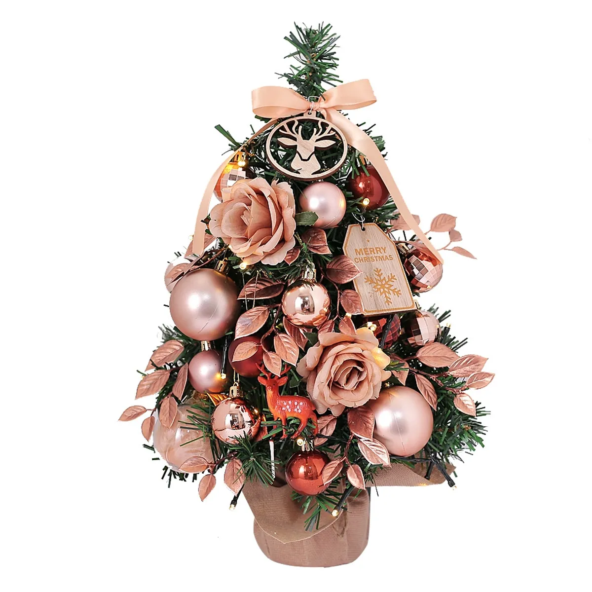 VATYERTY - Mini juego de árbol de Navidad pvc brillante de escritorio rosado 50cm