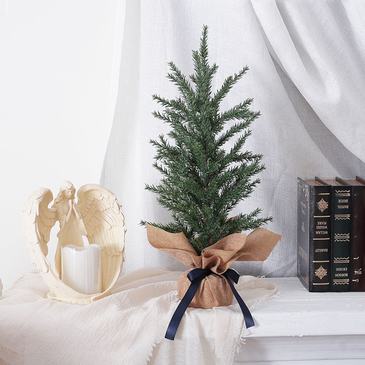 VATYERTY - Mini árbol de Navidad de aguja de pino simulada de 50 cm