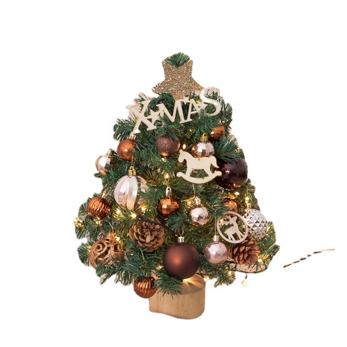 VATYERTY - Mini árbol de Navidad de aguja de pino simulado marrón 40cm