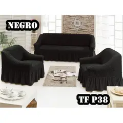 GENERICO - Cubre Sillon Turco para 3 cuerpos 3+1+1 Negro