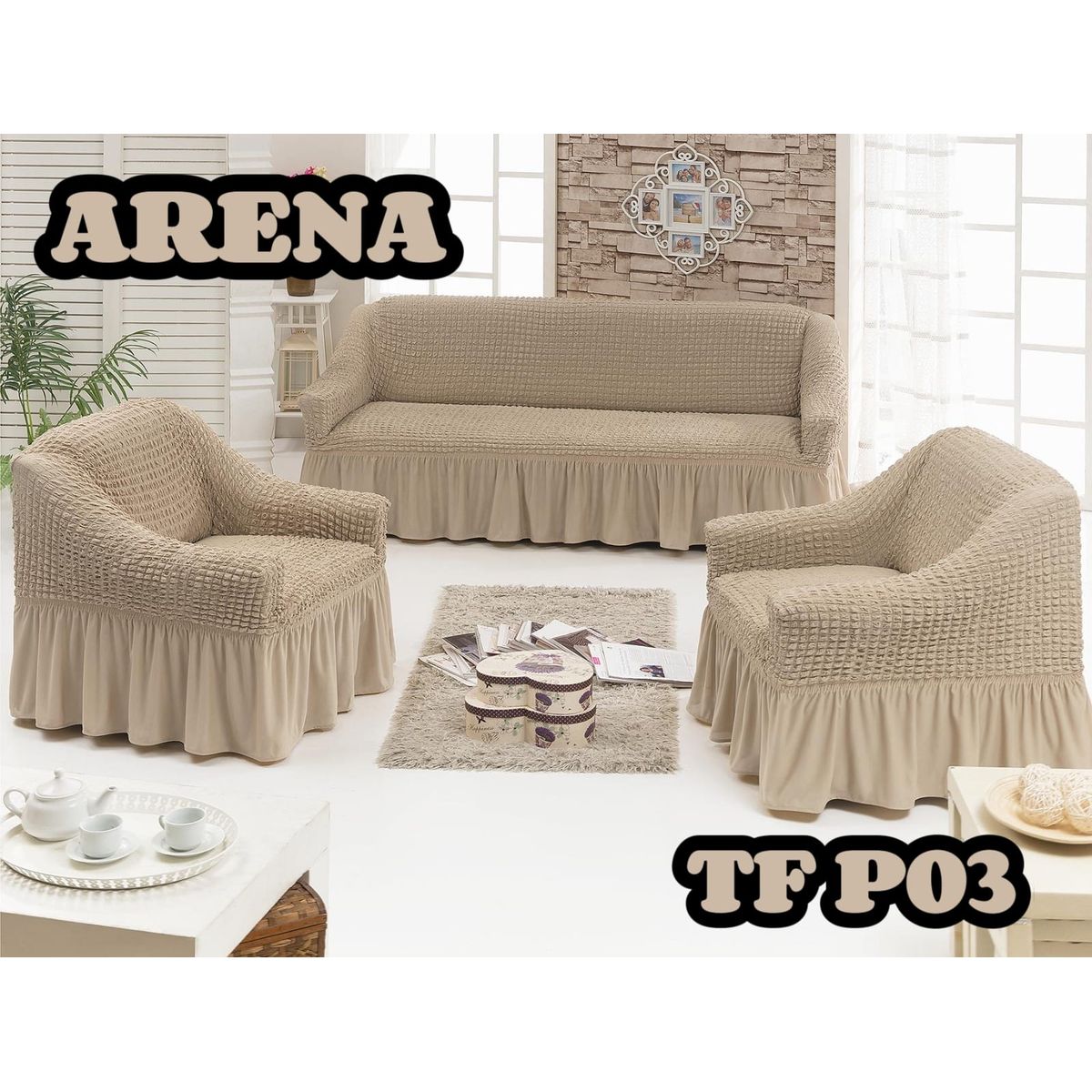 GENERICO - Cubre Sillon Turco para 3 cuerpos 3+1+1 Arena