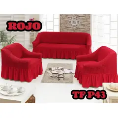 GENERICO - Cubre Sillon Turco para 3 cuerpos 3+1+1 Rojo