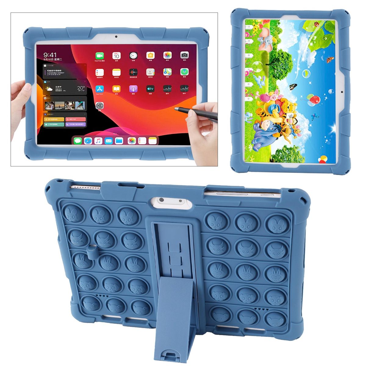 CRUSEC - Funda Protectora Pop it para Tablet 10 Pulgadas Con Cordón Azul