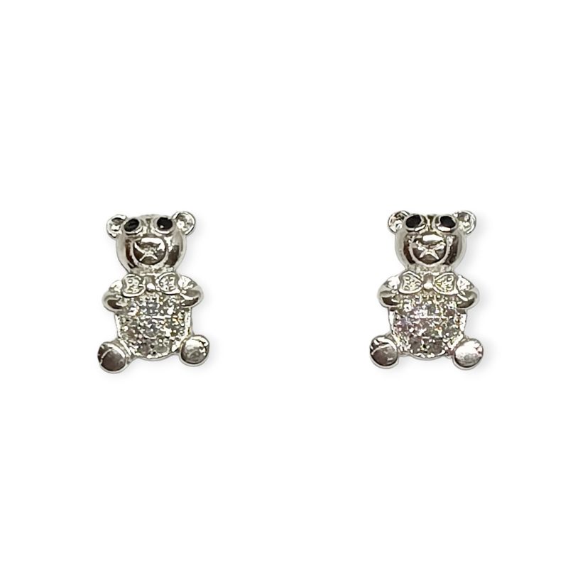 ANDREA COGGIOLA JOYAS - Aros Oso Micro Circón Plata Fina 925