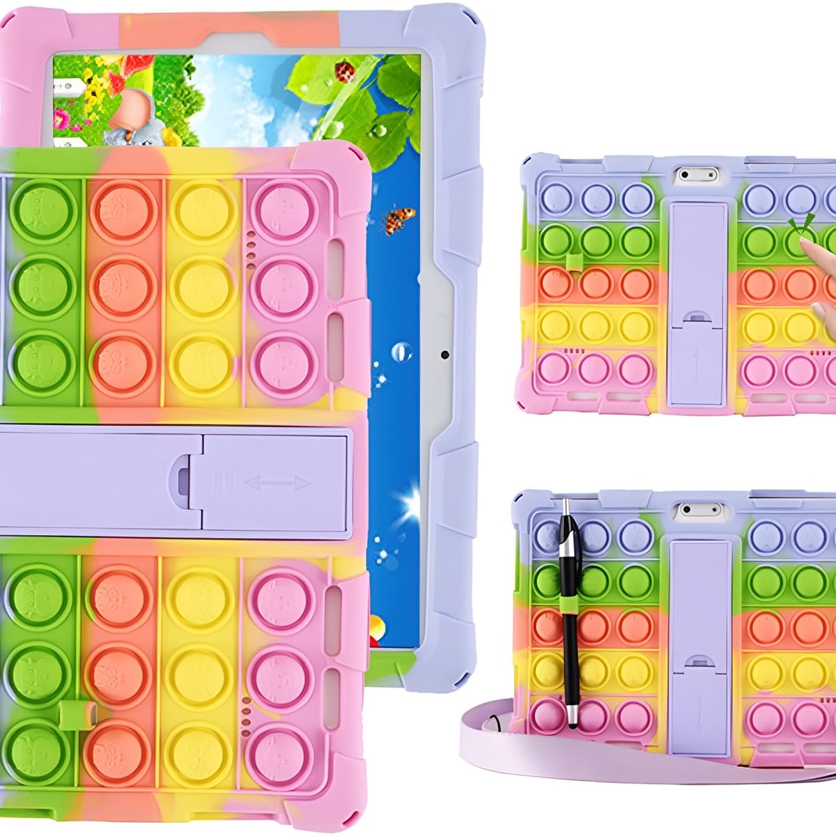 CRUSEC - Funda Protectora Pop it para Tablet 10 Pulgadas Con Cordón Verde