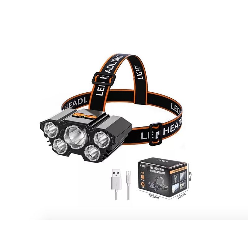 GENERICO - Linterna Minero De Cabeza Recargable Head Lamp 5 Focos