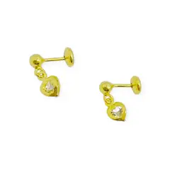 ANDREA COGGIOLA JOYAS - Aros Niña Corazón Cristal Colgante Enchapado Oro 18K
