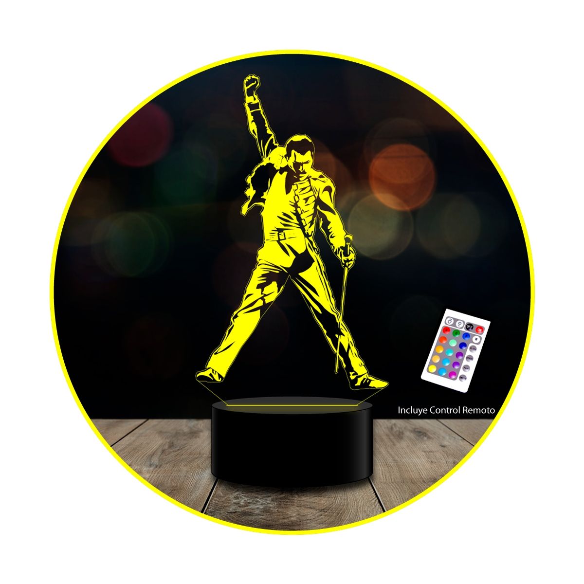 GENERICO - Ilusión led 3D Freddy M Queen c/remoto colores