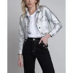 MOMCHIC - Chaqueta Corta Plateada