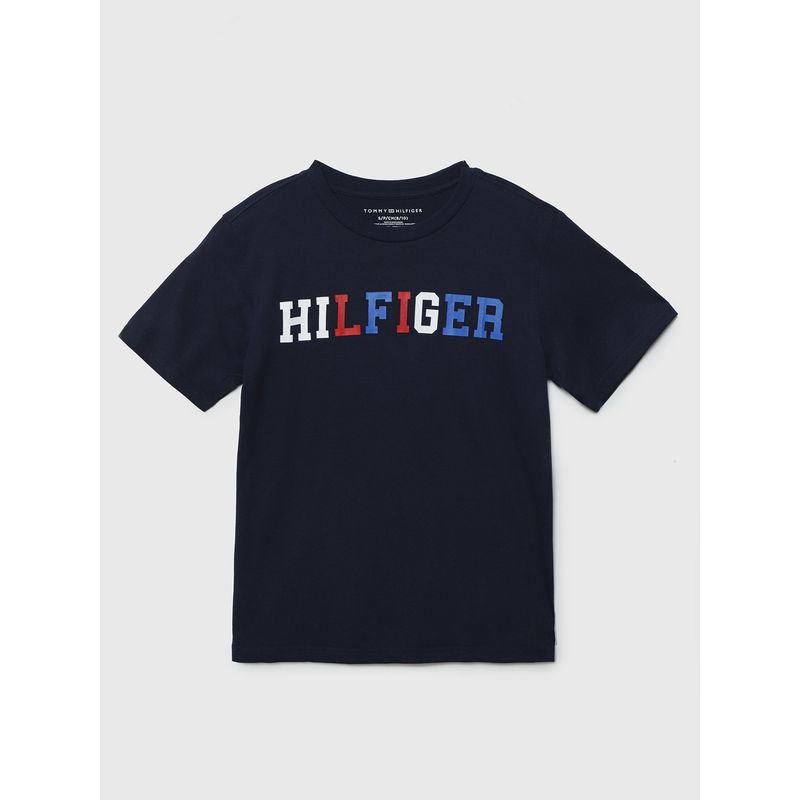 TOMMY HILFIGER - Polera Con Logo Multicolor Azul Tommy Hilfiger