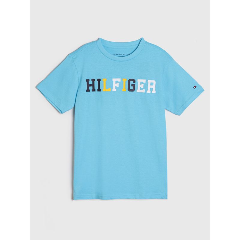 TOMMY HILFIGER - Polera Con Logo Multicolor Niño Celeste Tommy Hilfiger