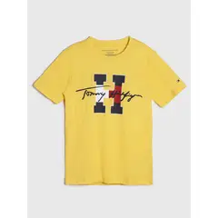 TOMMY HILFIGER - Polera Signature Logo Niño Amarillo