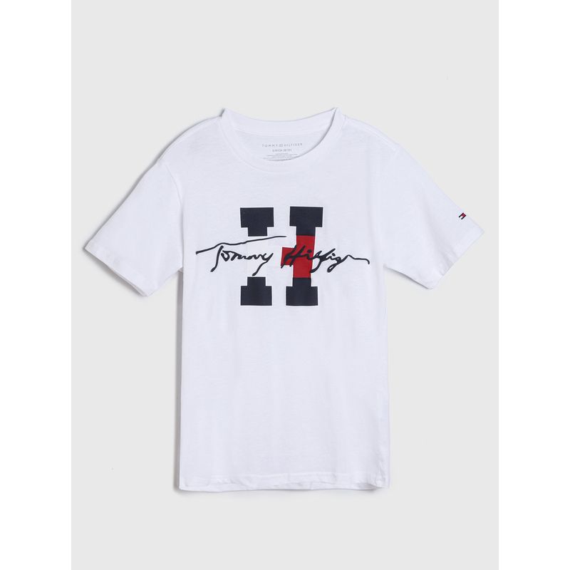 TOMMY HILFIGER - Polera Signature Logo Blanco Tommy Hilfiger