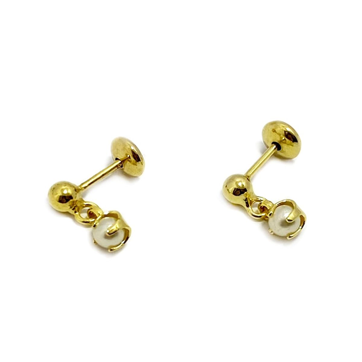 COGGIOLA - Aros Niña Perla Sintética Colgante Enchapado Oro 18K