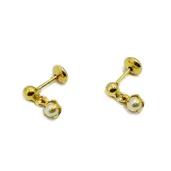 ANDREA COGGIOLA JOYAS - Aros Niña Perla Sintética Colgante Enchapado Oro 18K