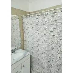GENTILE - Cortina de baño Letra Café 140 x 200 cms