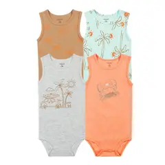 TEDMIMAK - Pack de 4 Bodys Bebé Niño Sin Manga