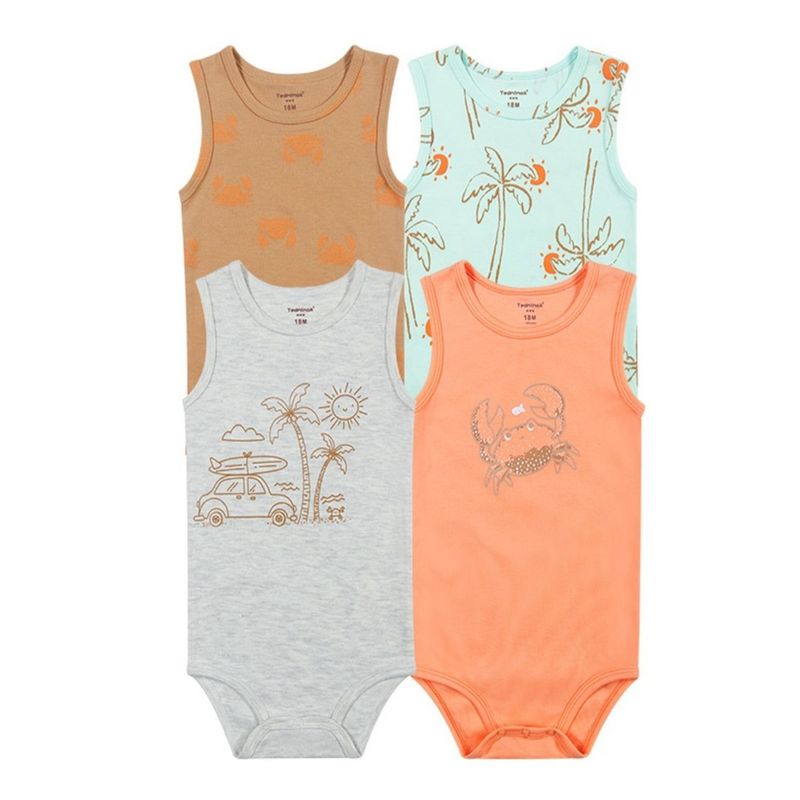 TEDMIMAK - Pack de 4 Bodys Bebé Niño Tedmimak Sin Manga