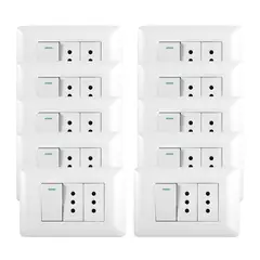 GENERICO - Pack 10 Tomacorriente Doble 10A + Interruptor Simple 9/12 10A 250V