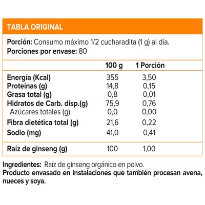 Imagen 2 del producto Ginseng, Superalimento (80 gr)