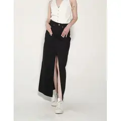 MOMCHIC - Falda Evase Larga Negra