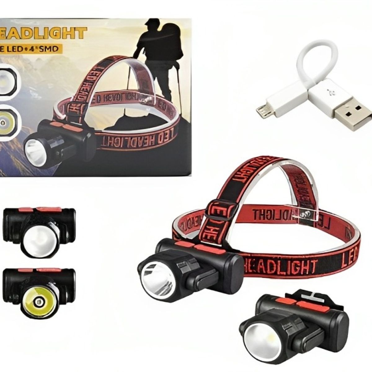 OEM - Linterna Frontal  2 en 1 Recargable