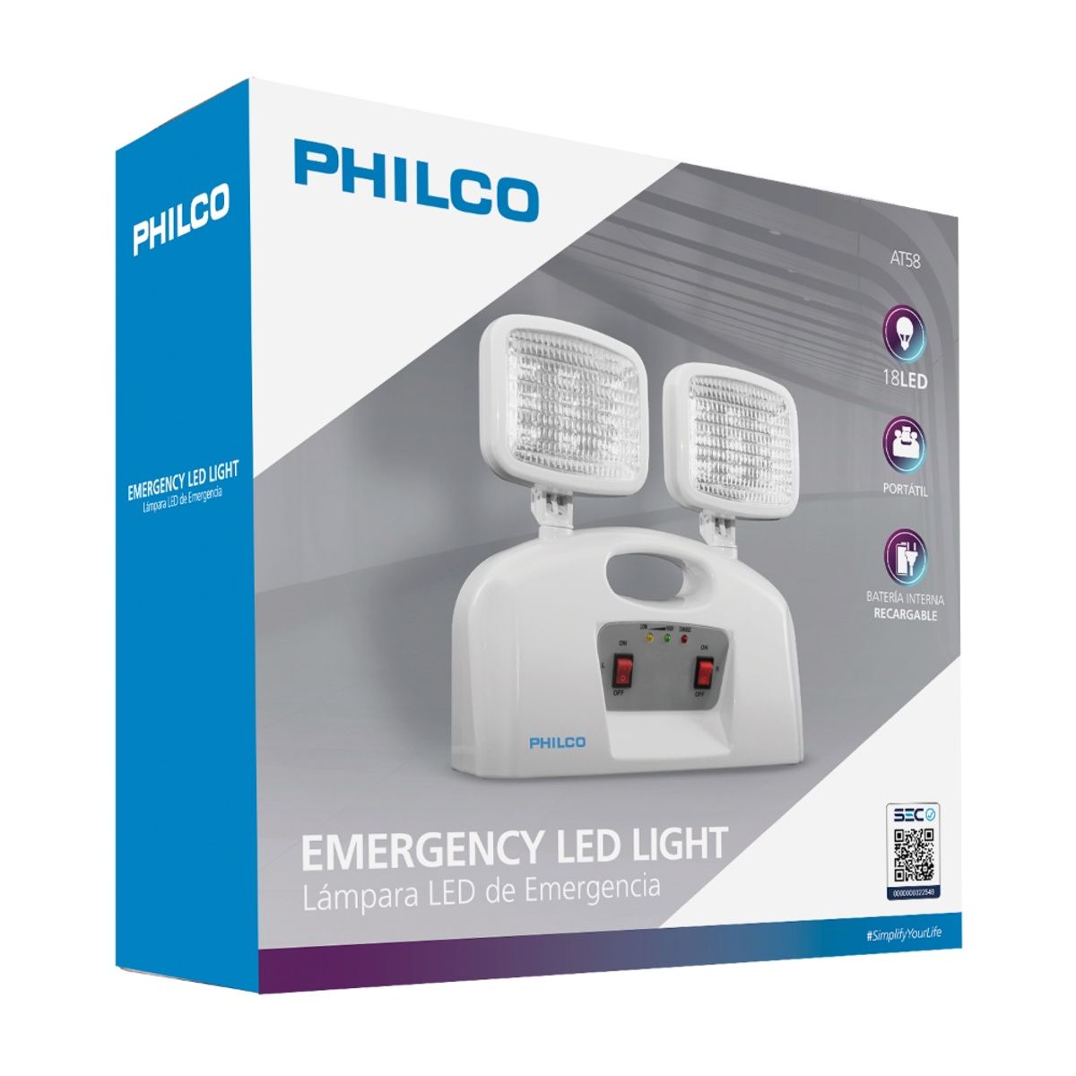 PHILCO - LAMPARA DE EMERGENCIA C/ 2 FOCOS PHILCO AT58