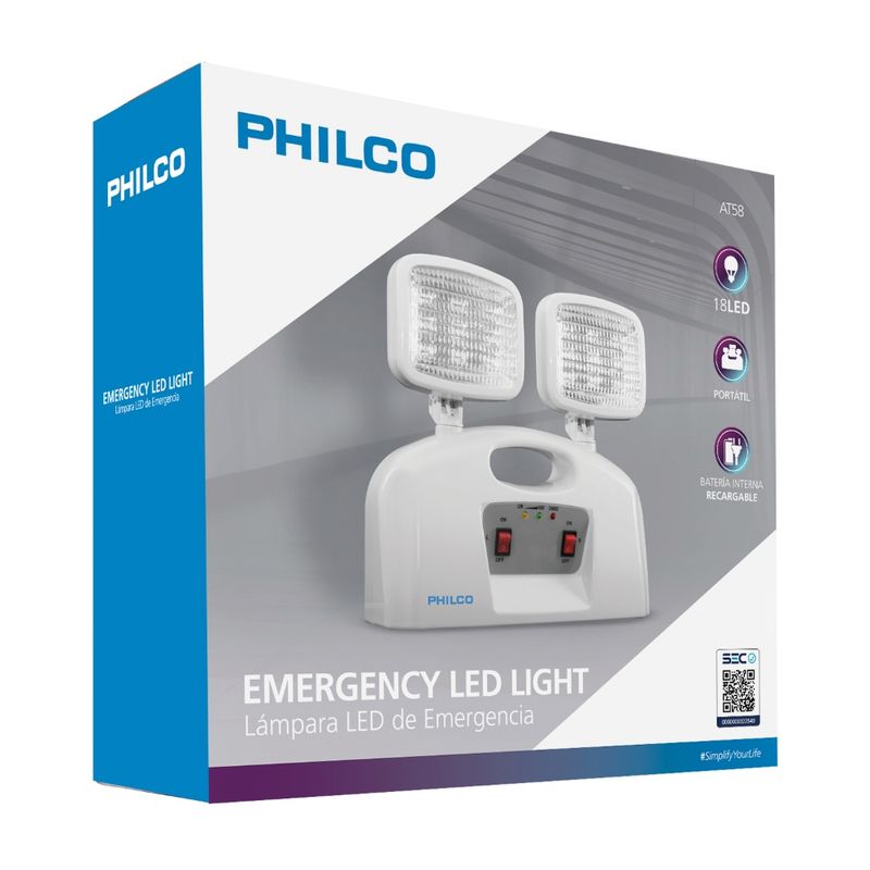 PHILCO - LAMPARA DE EMERGENCIA C/ 2 FOCOS PHILCO AT58