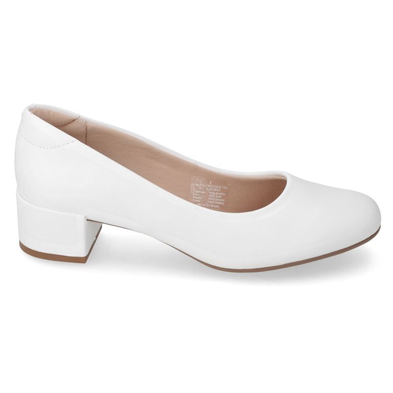 Zapato Mujer Taco Cuadrado Blanco