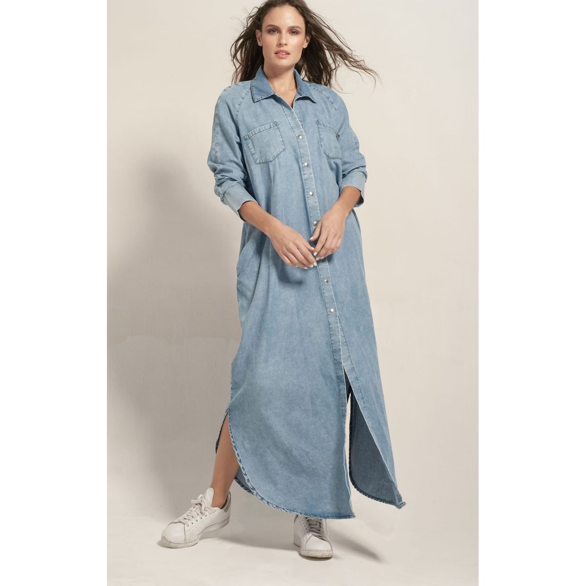 MOMCHIC - Vestido Camisero Largo