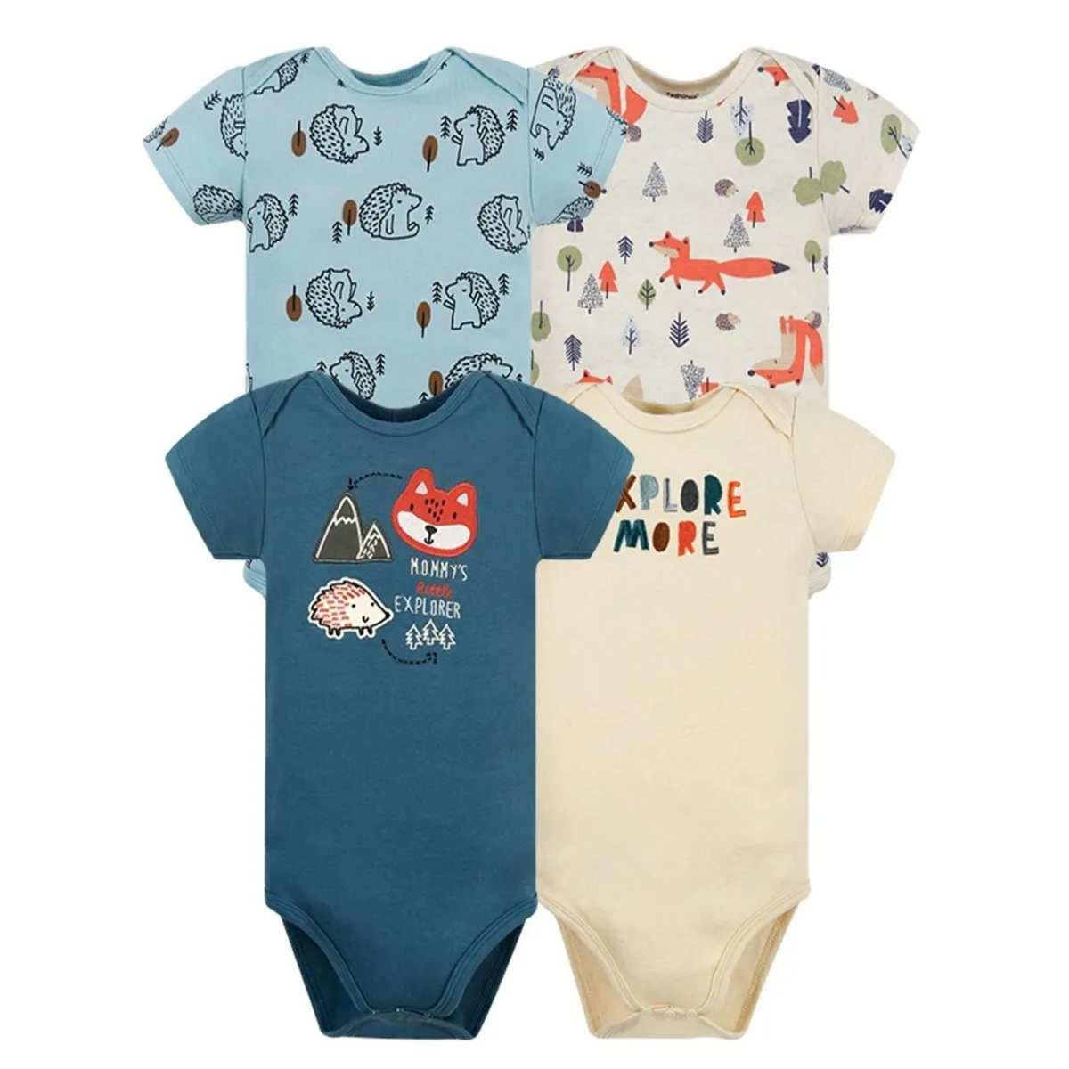 TEDMIMAK - Pack de 4 Bodys Bebé Niño Tedmimak Manga Corta