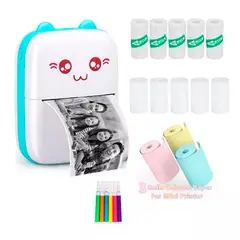 OFERTABKN - Mini Impresora Térmica Gatita Bluetooth + 13Rollos Celeste