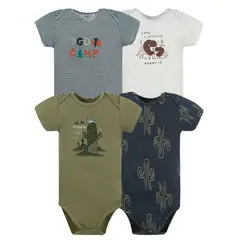 TEDMIMAK - Pack de 4 Bodys Bebé Niño Manga Corta