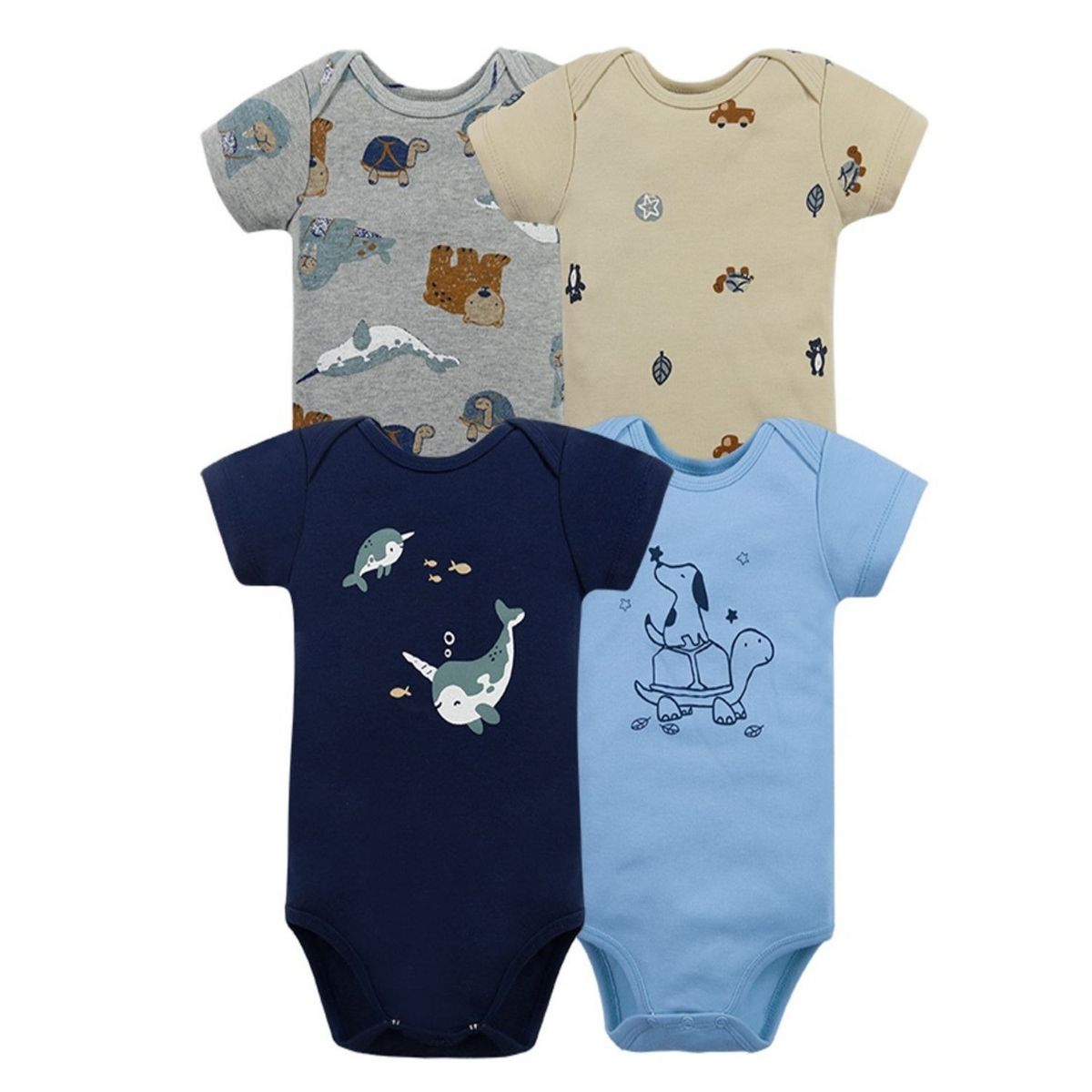 TEDMIMAK - Pack de 4 Bodys Bebé Niño Tedmimak Manga Corta