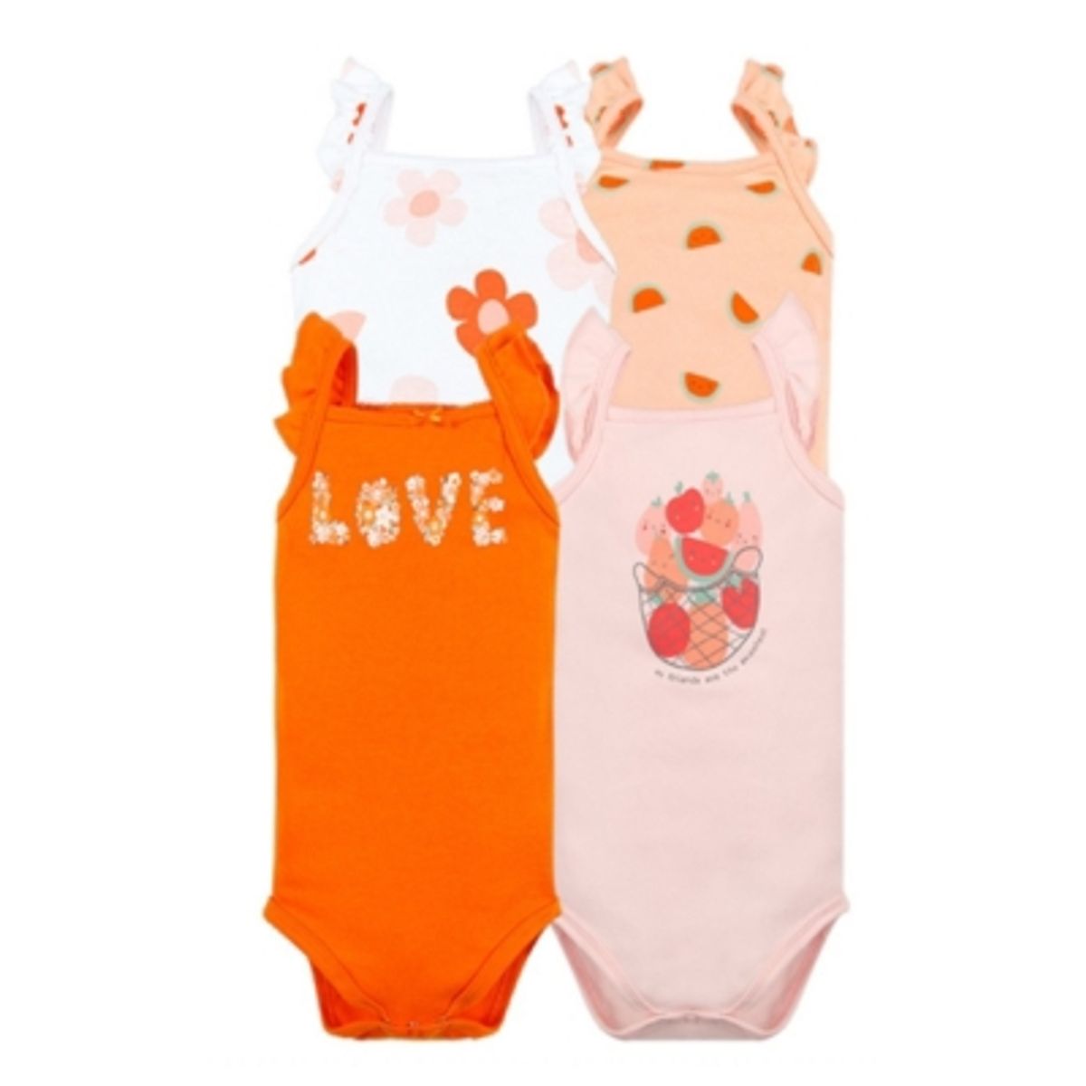 TEDMIMAK - Pack de 4 Bodys Bebé Niña Tedmimak Sin Manga