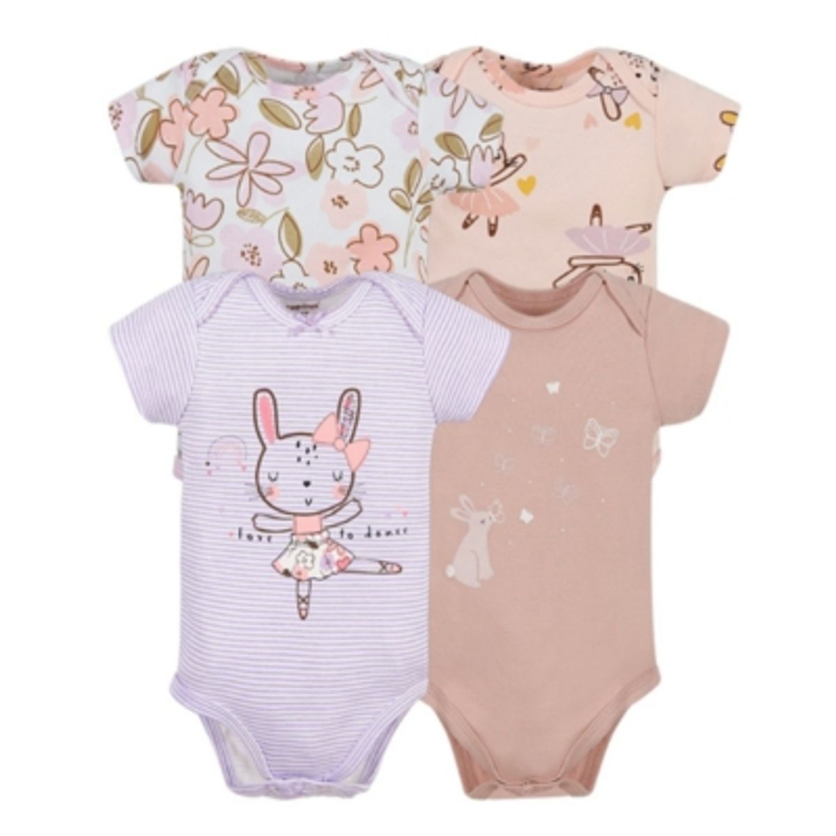 TEDMIMAK - Pack de 4 Bodys Bebé Niña Tedmimak Manga Corta