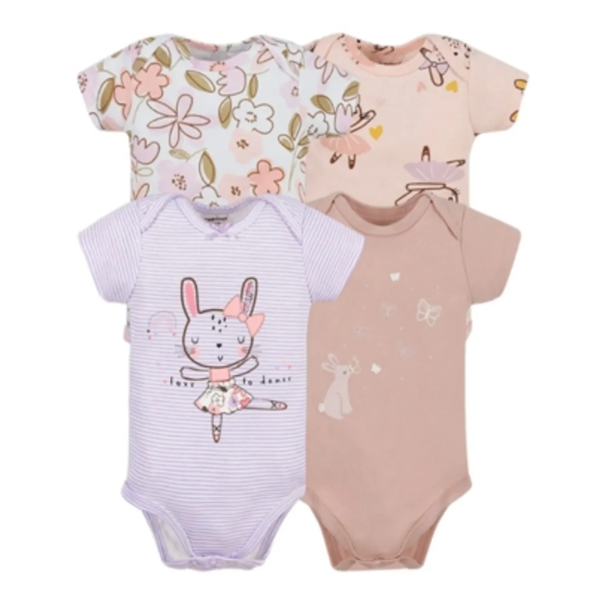 TEDMIMAK - Pack de 4 Bodys Bebé Niña Tedmimak Manga Corta