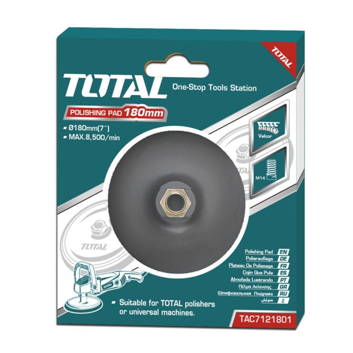 TOTAL TOOLS - Accesorio Disco Esmeril Soporte Para Pulidora 180mm Total TAC7121801