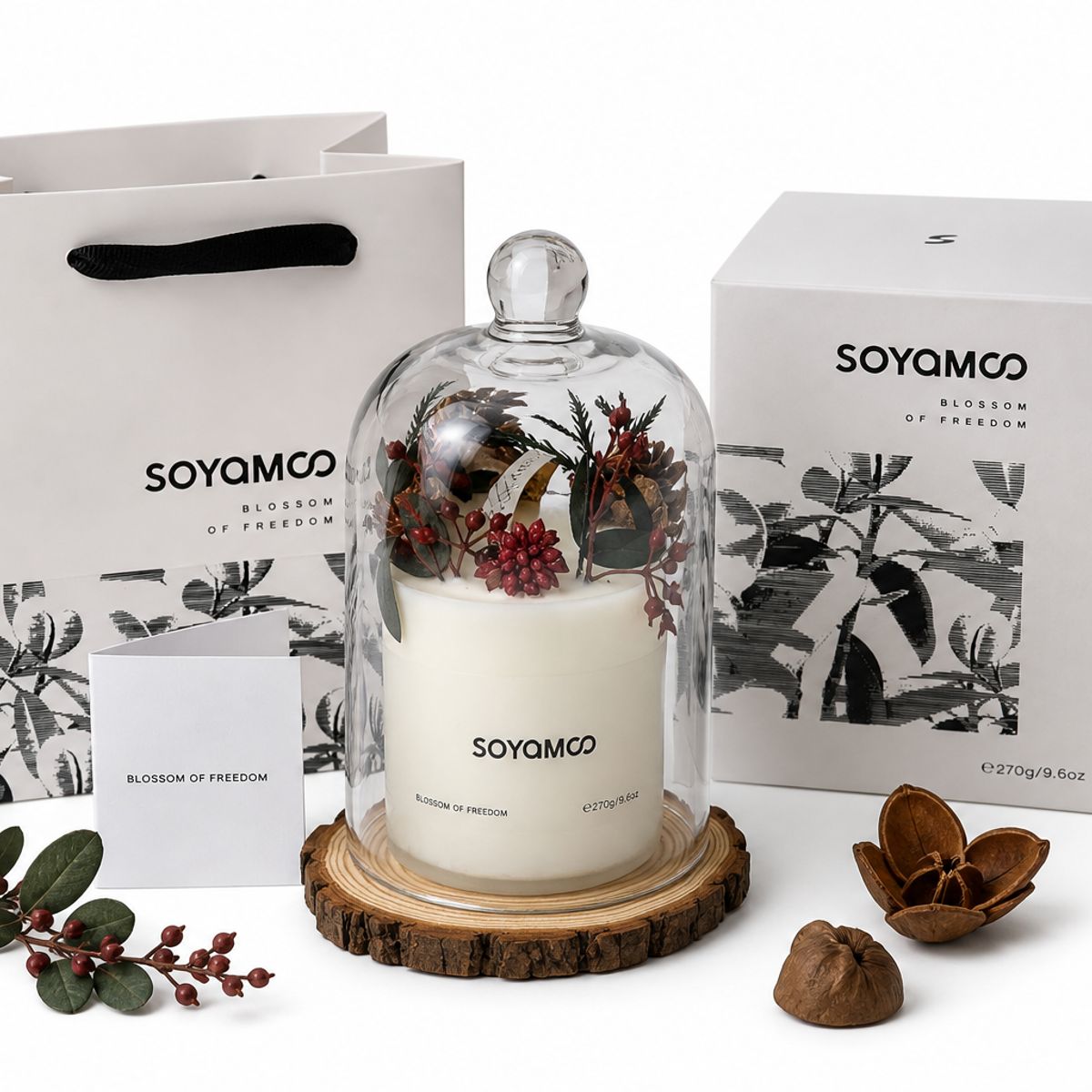 GENERICO - Vela Aromatica De Soya De Lujo Con Cofre Y Cupula De Vidrio 300grs