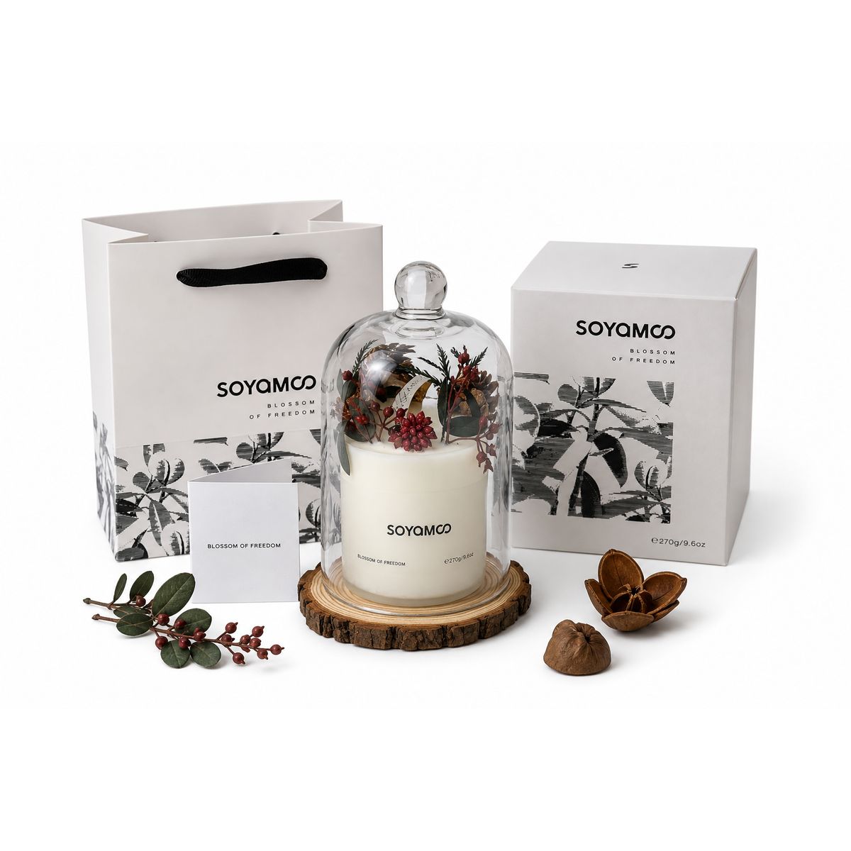 GENERICO - Vela Aromatica De Soya De Lujo Con Cofre Y Cupula De Vidrio 300grs