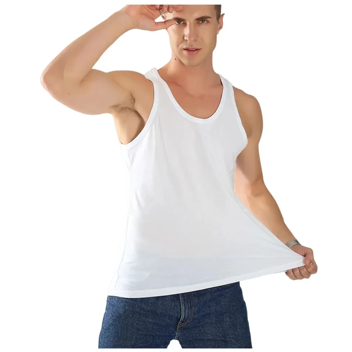 GARSIL - Polera De Algodon Musculosa Para Hombre  - Cuello Redondo