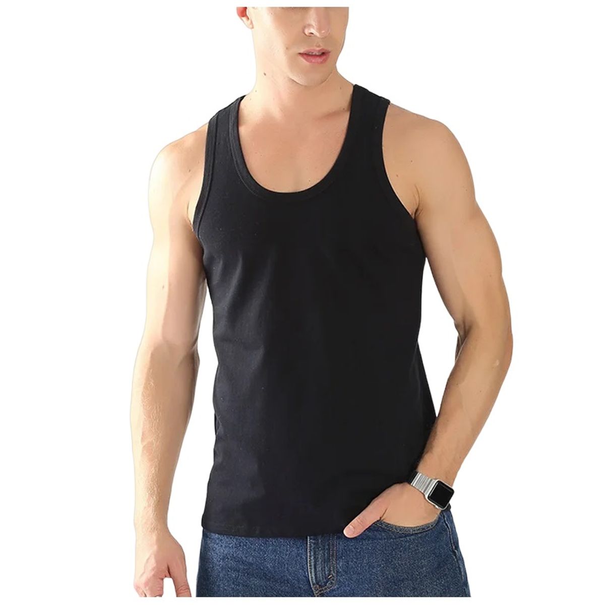 GARSIL - Polera De Algodon Musculosa Para Hombre  - Cuello Redondo