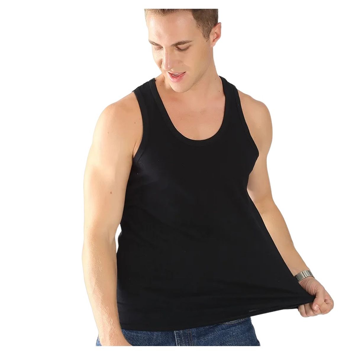 GARSIL - Polera De Algodon Musculosa Para Hombre  - Cuello Redondo