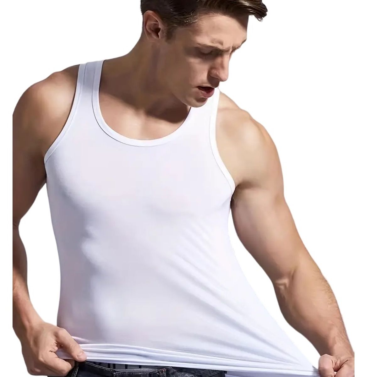 GARSIL - X3 Polera De Algodon Musculosa Para Hombre  - Cuello Redondo