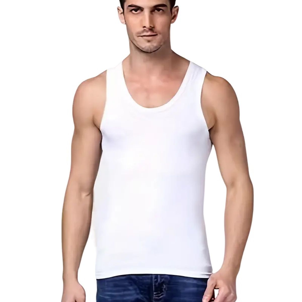 GARSIL - X3 Polera De Algodon Musculosa Para Hombre  - Cuello Redondo
