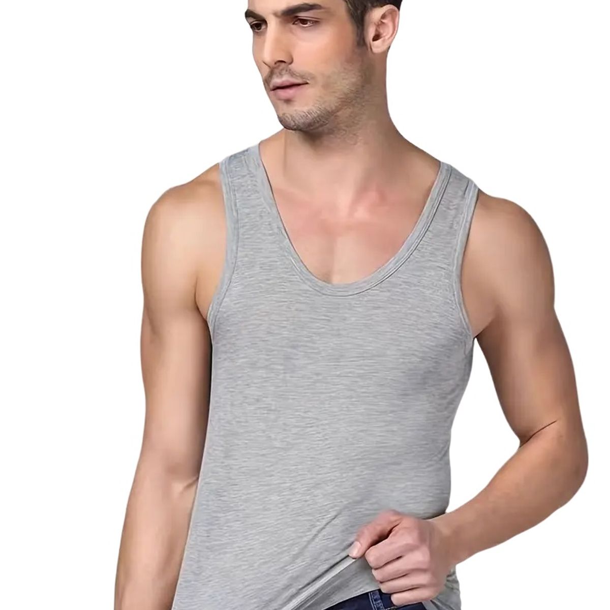 GARSIL - X3 Polera De Algodon Musculosa Para Hombre  - Cuello Redondo