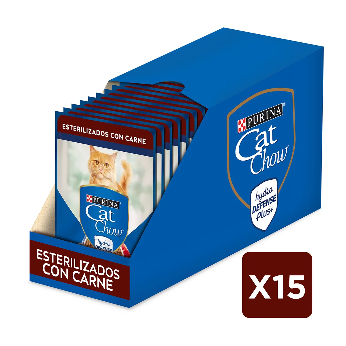 CAT CHOW - Pack x15 Alimento húmedo para gato CAT CHOW® Adultos Esterilizados Carne sobre 85g