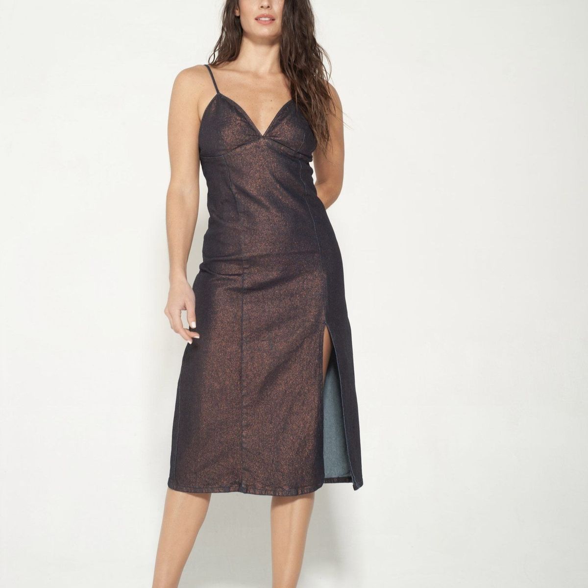 MOMCHIC - Vestido Largo Pabilo Cobre