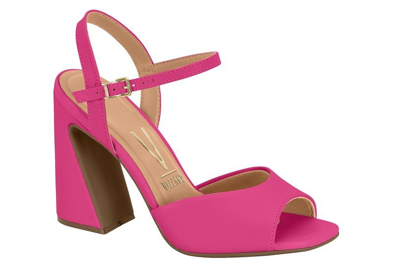 Sandalia Taco Cuadrado Ecocuero Pink